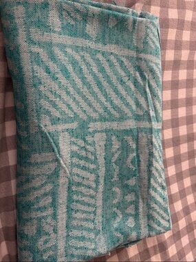 Teal and Ivory Patterned Fabric